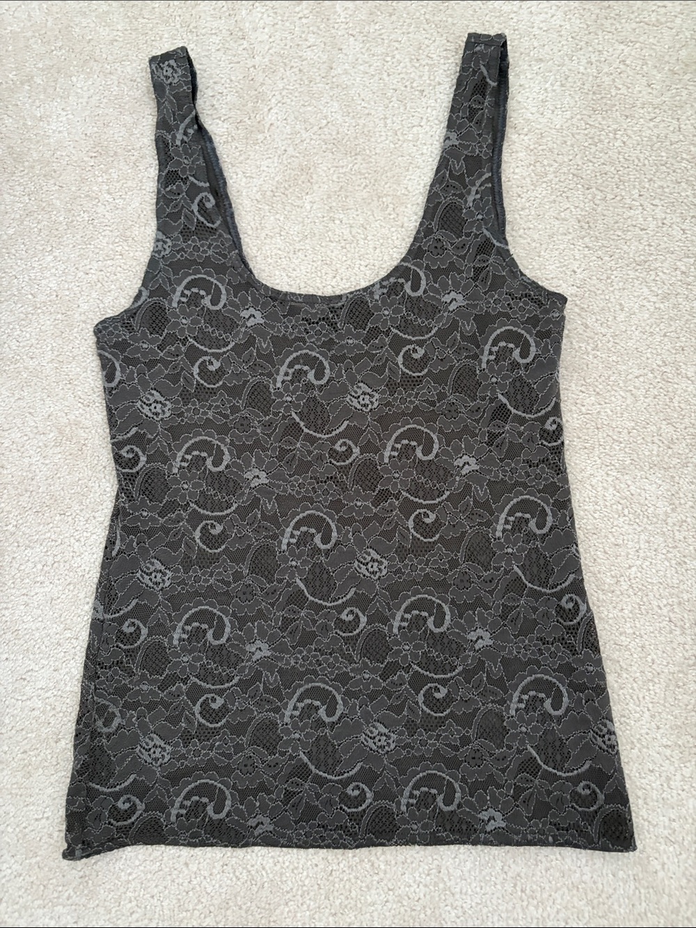 Talula (Artizia) Women's Lace Overlay Tank Top - dark grey